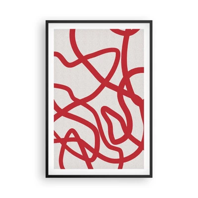 Affiche dans un cadre noir - Poster - Rouge sur blanc - 61x91 cm