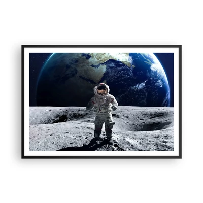 Affiche dans un cadre noir - Poster - Salutations de la lune - 100x70 cm