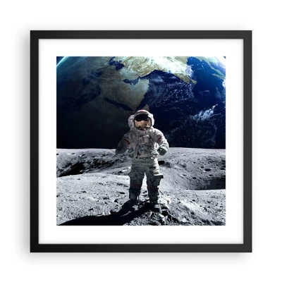 Affiche dans un cadre noir - Poster - Salutations de la lune - 40x40 cm