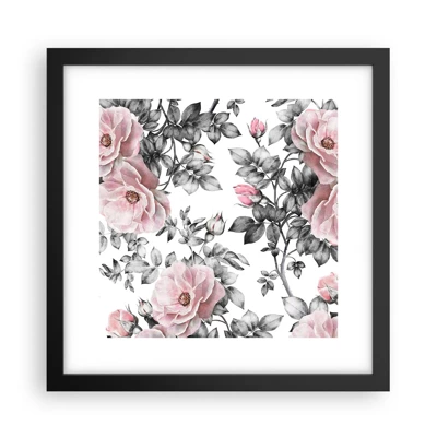 Affiche dans un cadre noir - Poster - Se perdre dans les fleurs des roses - 30x30 cm