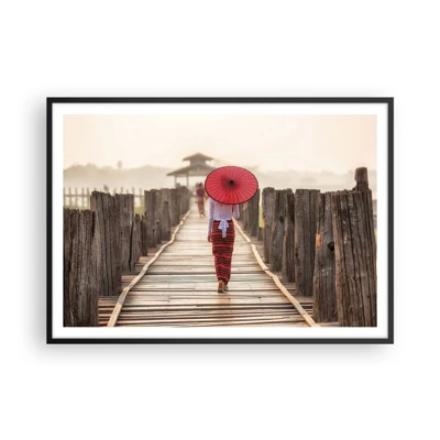 Affiche dans un cadre noir - Poster - Sur le vieux pont - 100x70 cm