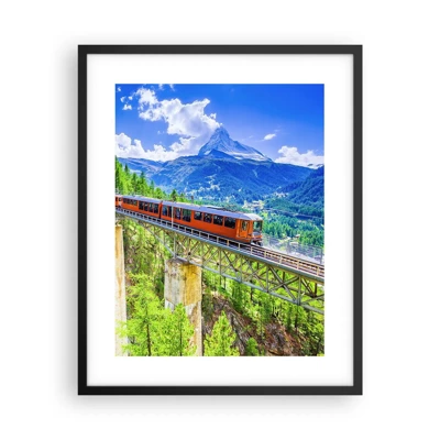 Affiche dans un cadre noir - Poster - Train dans les Alpes - 40x50 cm