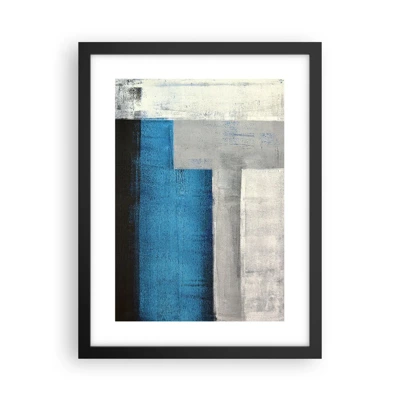 Affiche dans un cadre noir - Poster - Une composition poétique de gris et de bleu - 30x40 cm
