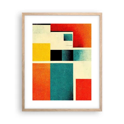 Affiche dans un chêne clair - Poster - Abstraction géométrique – bonne énergie - 40x50 cm