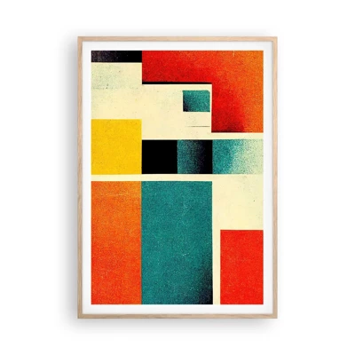 Affiche dans un chêne clair - Poster - Abstraction géométrique – bonne énergie - 70x100 cm