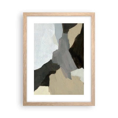 Affiche dans un chêne clair - Poster - Abstraction : le carrefour du gris - 30x40 cm