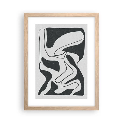 Affiche dans un chêne clair - Poster - Amusement de labyrinthe abstrait - 30x40 cm