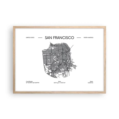 Affiche dans un chêne clair - Poster - Anatomie de San Fransisco - 70x50 cm