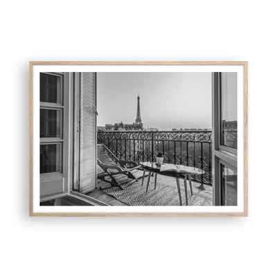 Affiche dans un chêne clair - Poster - Après-midi parisien - 100x70 cm