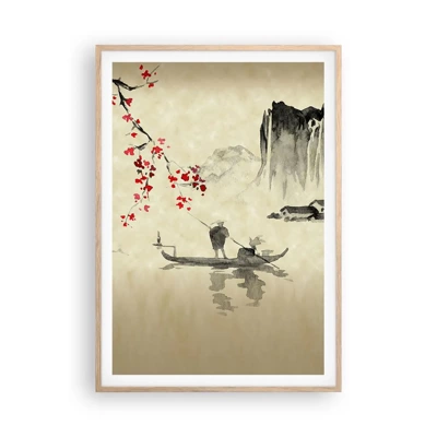 Affiche dans un chêne clair - Poster - Au pays des cerisiers en fleurs - 70x100 cm