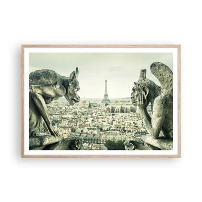 Affiche dans un chêne clair - Poster - Bavardage parisien - 100x70 cm