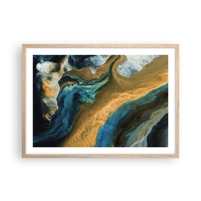 Affiche dans un chêne clair - Poster - Bleu - jaune - influences mutuelles - 70x50 cm