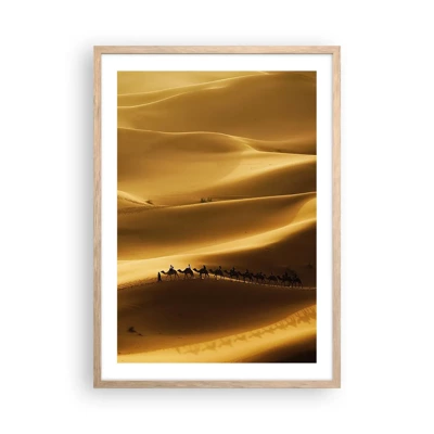 Affiche dans un chêne clair - Poster - Caravane sur les vagues du désert - 50x70 cm