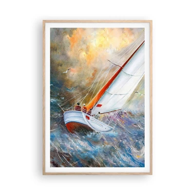 Affiche dans un chêne clair - Poster - Concourir sur les vagues - 70x100 cm