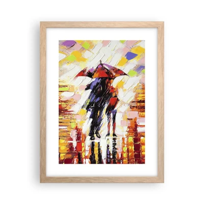 Affiche dans un chêne clair - Poster - Ensemble à travers la nuit et la pluie - 30x40 cm