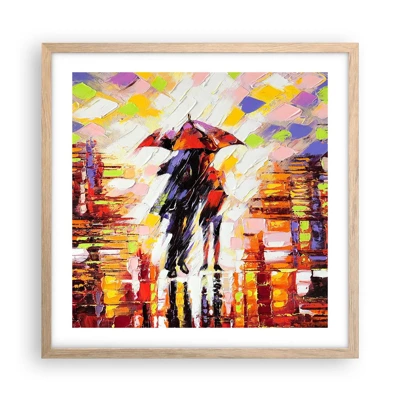 Affiche dans un chêne clair - Poster - Ensemble à travers la nuit et la pluie - 50x50 cm