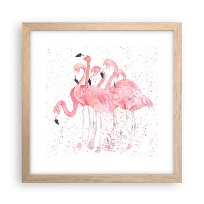Affiche dans un chêne clair - Poster - Ensemble rose - 30x30 cm