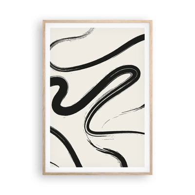 Affiche dans un chêne clair - Poster - Fantaisie en noir et blanc - 70x100 cm