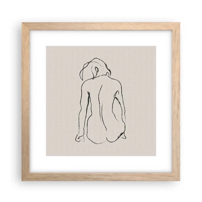 Affiche dans un chêne clair - Poster - Femme nue - 30x30 cm