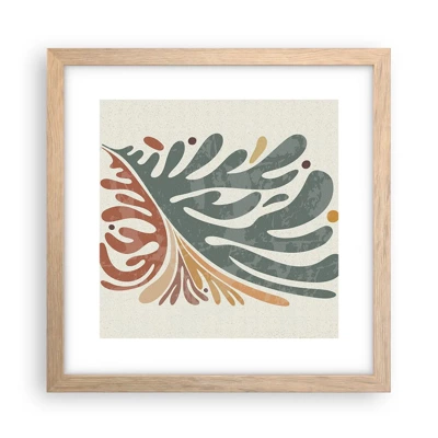 Affiche dans un chêne clair - Poster - Feuille multicolore - 30x30 cm