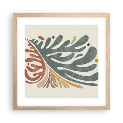 Affiche dans un chêne clair - Poster - Feuille multicolore - 40x40 cm