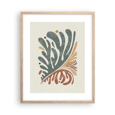 Affiche dans un chêne clair - Poster - Feuille multicolore - 40x50 cm