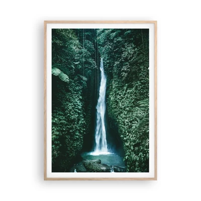 Affiche dans un chêne clair - Poster - Fontaine tropicale - 70x100 cm