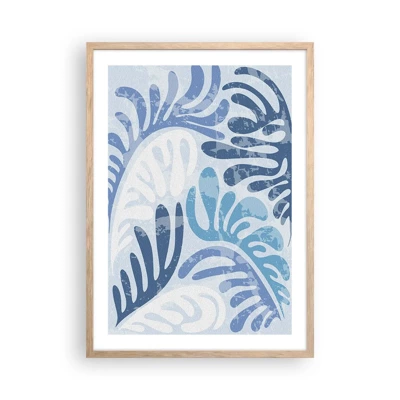 Affiche dans un chêne clair - Poster - Fougères bleues - 50x70 cm