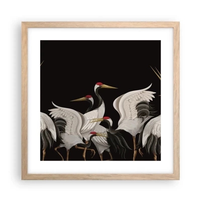 Affiche dans un chêne clair - Poster - Histoire d'oiseaux - 40x40 cm