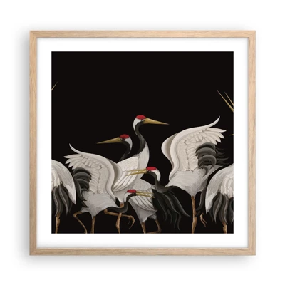 Affiche dans un chêne clair - Poster - Histoire d'oiseaux - 50x50 cm