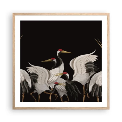 Affiche dans un chêne clair - Poster - Histoire d'oiseaux - 60x60 cm