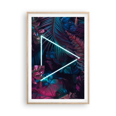 Affiche dans un chêne clair - Poster - Jardin de style disco - 61x91 cm