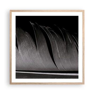 Affiche dans un chêne clair - Poster - La plume – un design magnifique - 60x60 cm