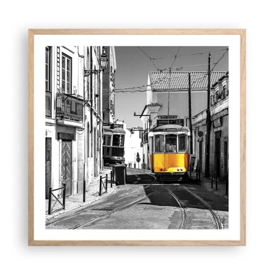 Affiche dans un chêne clair - Poster - L'âme de Lisbonne - 60x60 cm