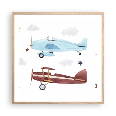 Affiche dans un chêne clair - Poster - Monsieur le pilote, nous vous attendons ! - 60x60 cm