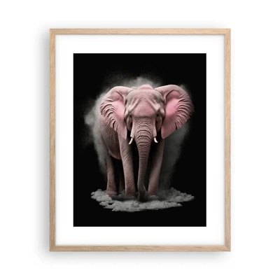 Affiche dans un chêne clair - Poster - Ne pensez pas à un éléphant rose ! - 40x50 cm