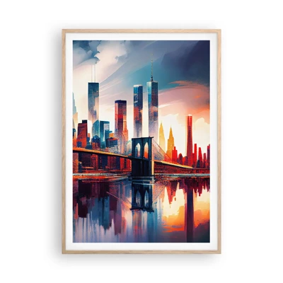 Affiche dans un chêne clair - Poster - New York onirique - 70x100 cm