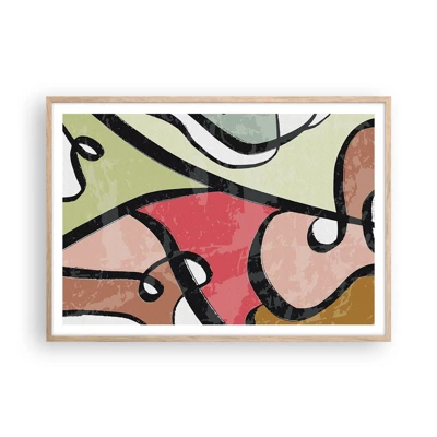 Affiche dans un chêne clair - Poster - Pirouettes parmi les couleurs - 100x70 cm