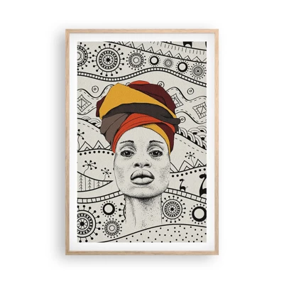 Affiche dans un chêne clair - Poster - Portrait Africain - 61x91 cm