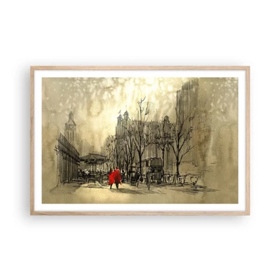 Affiche dans un chêne clair - Poster - Rendez-vous dans le brouillard de Londres - 91x61 cm