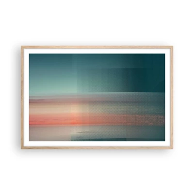 Affiche dans un chêne clair - Poster - Résumé : vagues de lumière - 91x61 cm
