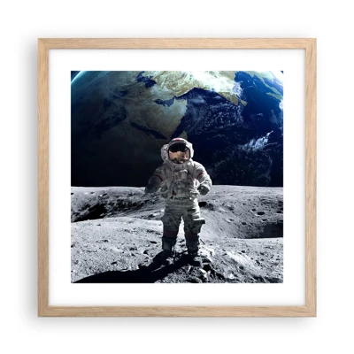 Affiche dans un chêne clair - Poster - Salutations de la lune - 40x40 cm