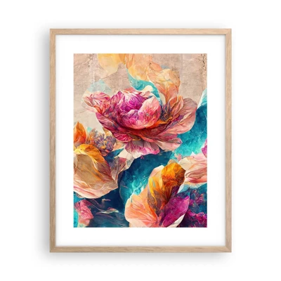 Affiche dans un chêne clair - Poster - Splendeur colorée du bouquet - 40x50 cm