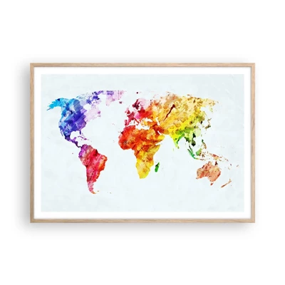 Affiche dans un chêne clair - Poster - Toutes les couleurs du monde - 100x70 cm