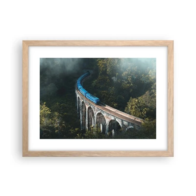 Affiche dans un chêne clair - Poster - Train nature - 40x30 cm