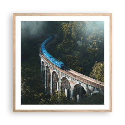 Affiche dans un chêne clair - Poster - Train nature - 60x60 cm