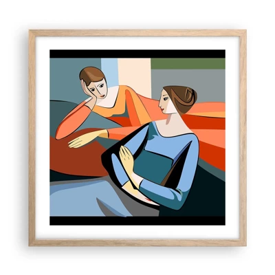 Affiche dans un chêne clair - Poster - Un moment de confiance - 50x50 cm