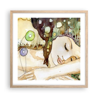 Affiche dans un chêne clair - Poster - Un rêve violet émeraude - 50x50 cm