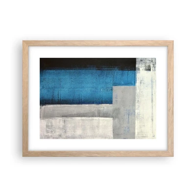 Affiche dans un chêne clair - Poster - Une composition poétique de gris et de bleu - 40x30 cm