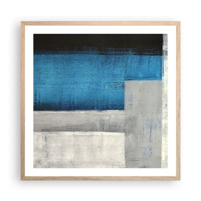 Affiche dans un chêne clair - Poster - Une composition poétique de gris et de bleu - 60x60 cm